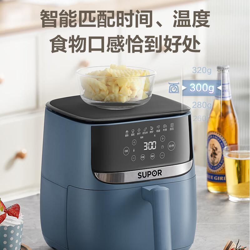 苏泊尔(SUPOR)空气炸锅 不用翻面 6L大容量家用蒸汽嫩炸 大功率炸烤箱一体免翻面电炸锅KD60D835