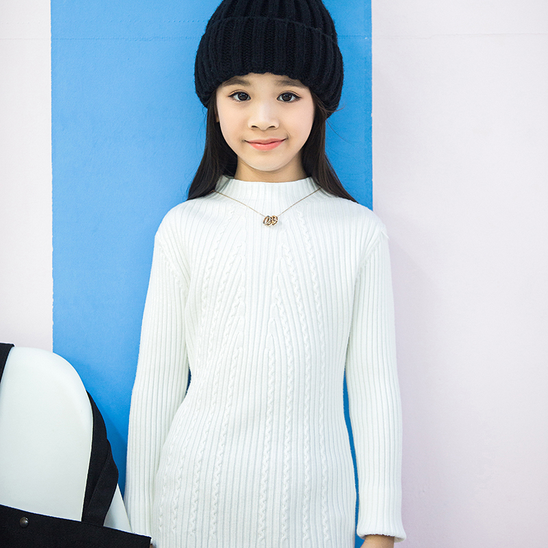 新款健康舒适时尚精致女童装春秋冬女款纯色上衣 适合5-12岁小孩子