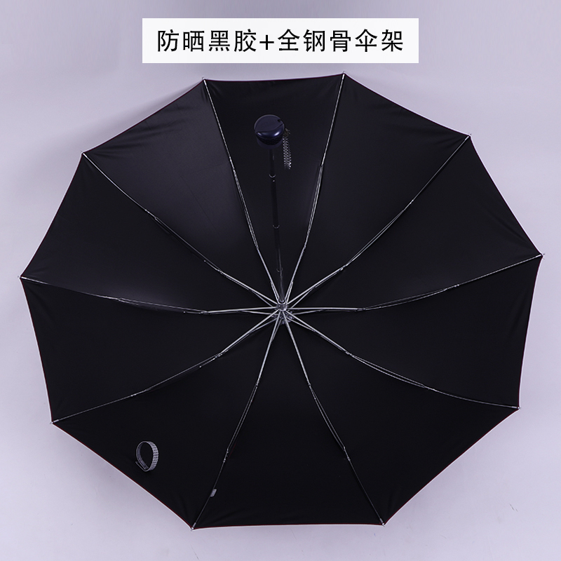 天堂伞折叠黑胶大伞防晒遮阳晴雨伞太阳伞定制广告伞LOGO 1号藏青色