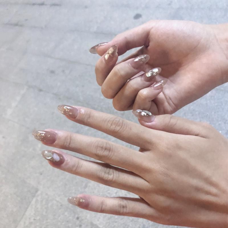 手工定制美甲成品指甲贴片冰透贝壳甲片洛滑可拆卸可穿戴新娘甲片中号