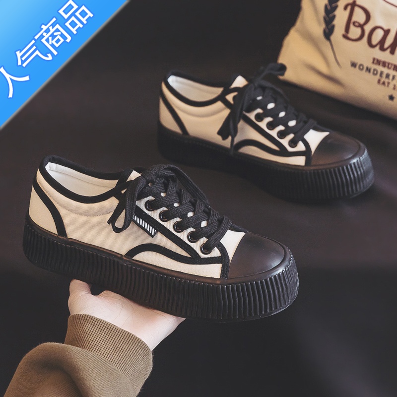 SUNTEK夏季薄款半拖帆布鞋女鞋2023年夏款懒人一脚蹬饼干板鞋脚踩鞋高清大图