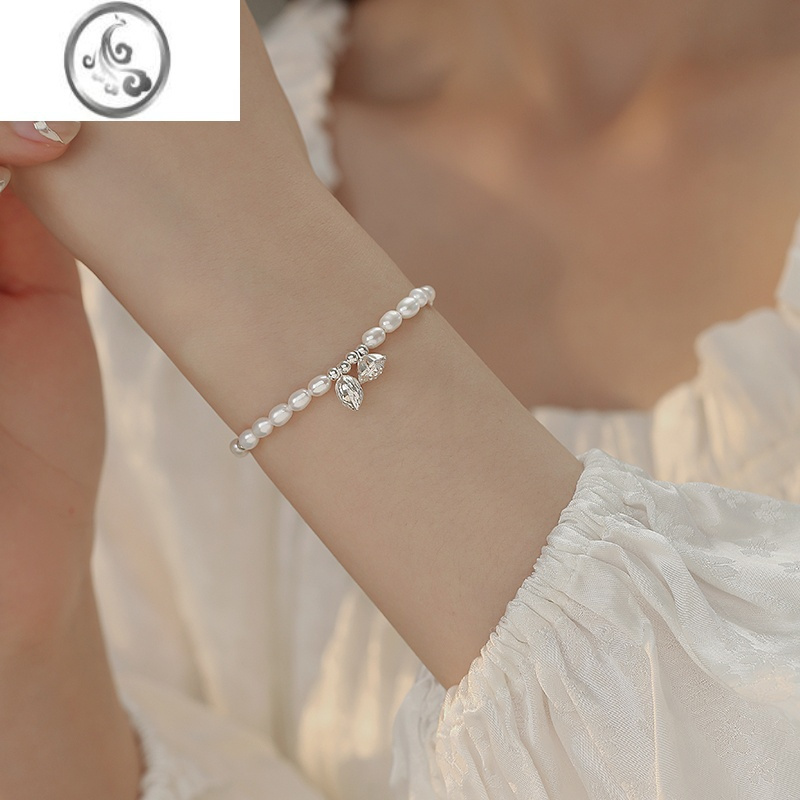 jimidairion莲蓬淡水珍珠手链女银银珠子串珠手饰小众精致手链