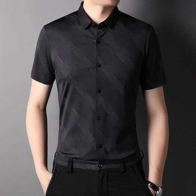 恒源祥品质免烫短袖衬衫男中年男士衬衣服宽松商务休闲寸衣薄2022年夏季图片