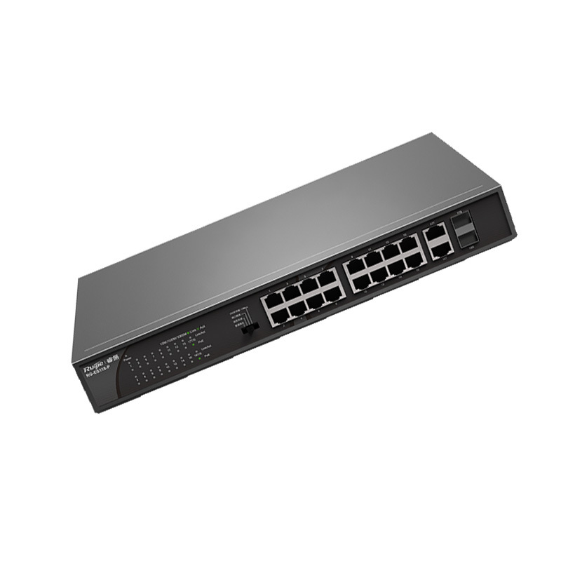 睿易 16口千兆交换机 非网管网线分线器 RG-ES118-P 百兆Poe