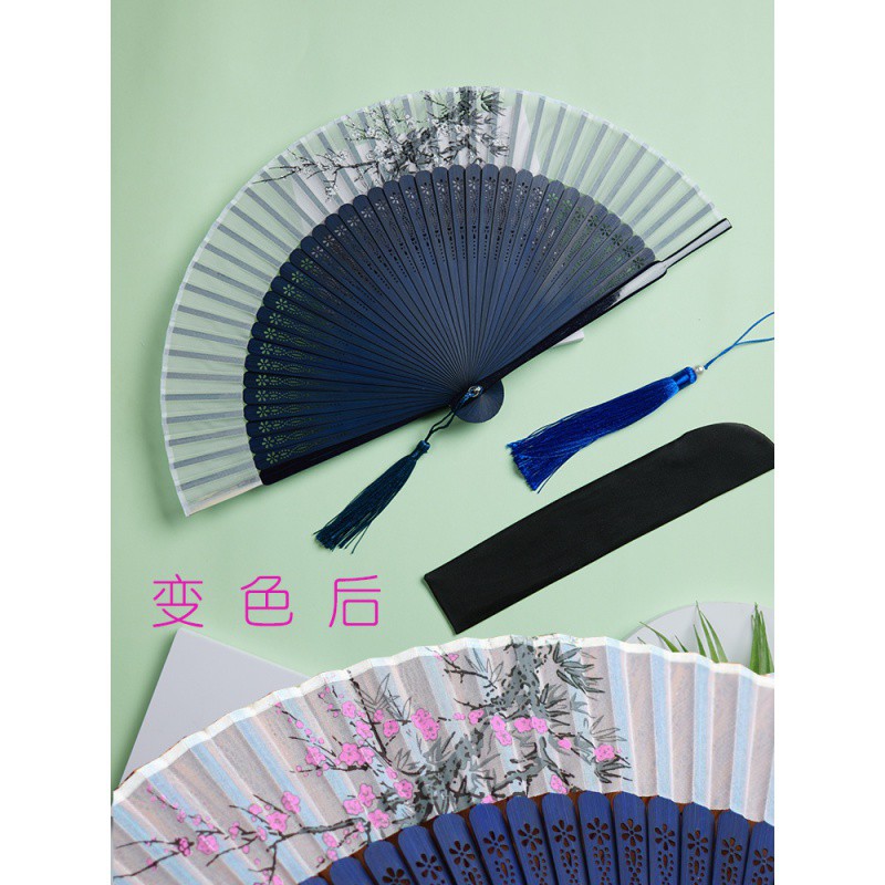 [变色]礼品小折扇日式随身便携折叠古风中国风汉服舞蹈折叠扇子 三维工匠 紫色高清大图