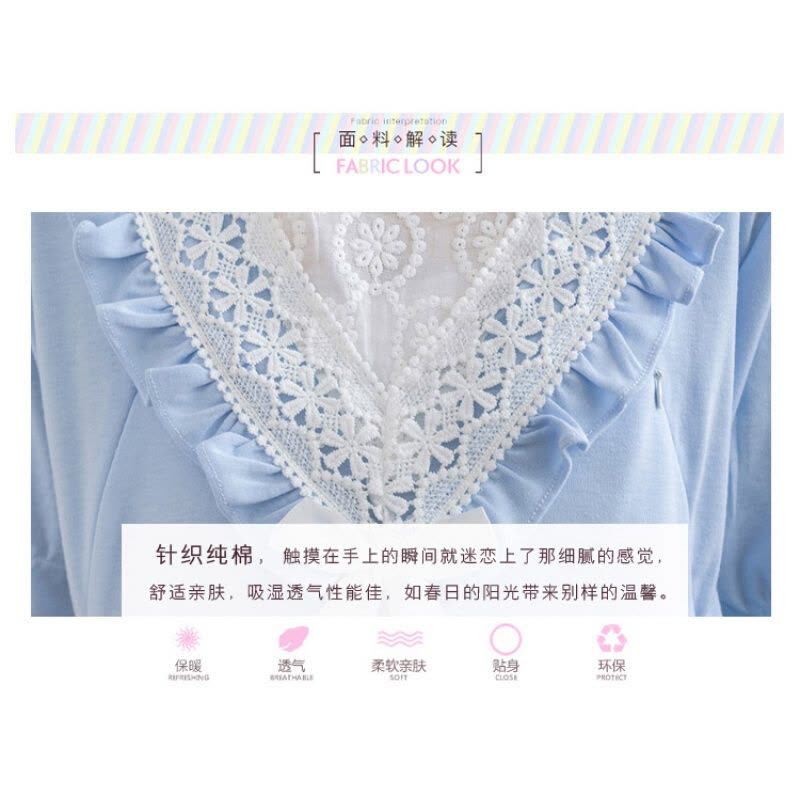 迪鲁奥（DILUAO)衣外出蕾丝纯棉睡裙夏季薄款孕产妇睡裙中长款大码连衣裙图片