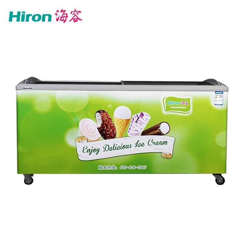 海容(hiron)展示柜商用575升 超市便利店弧形玻璃门雪糕冷冻冰柜