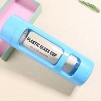 双层隔热水杯加厚玻璃杯带茶隔泡茶杯大容量便携男女韩版随手杯 蓝色350ML[带茶隔]