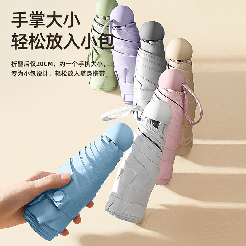 领臣(licheers) 8遮阳伞太阳伞防晒防紫外线五折晴雨伞迷你折叠胶囊伞 LC-570!