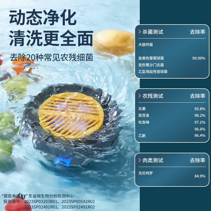 东菱(DonLim)果蔬净化清洗机 涡轮式清洗杀菌消毒神器 除菌除农残家用洗水果解毒机净化器DL-1326静谧蓝高清大图