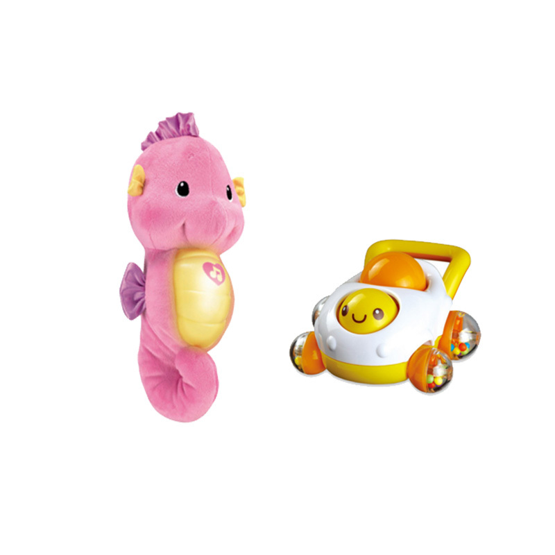 费雪(Fisher Price) 声光安抚粉色海马加澳贝小推车转转乐