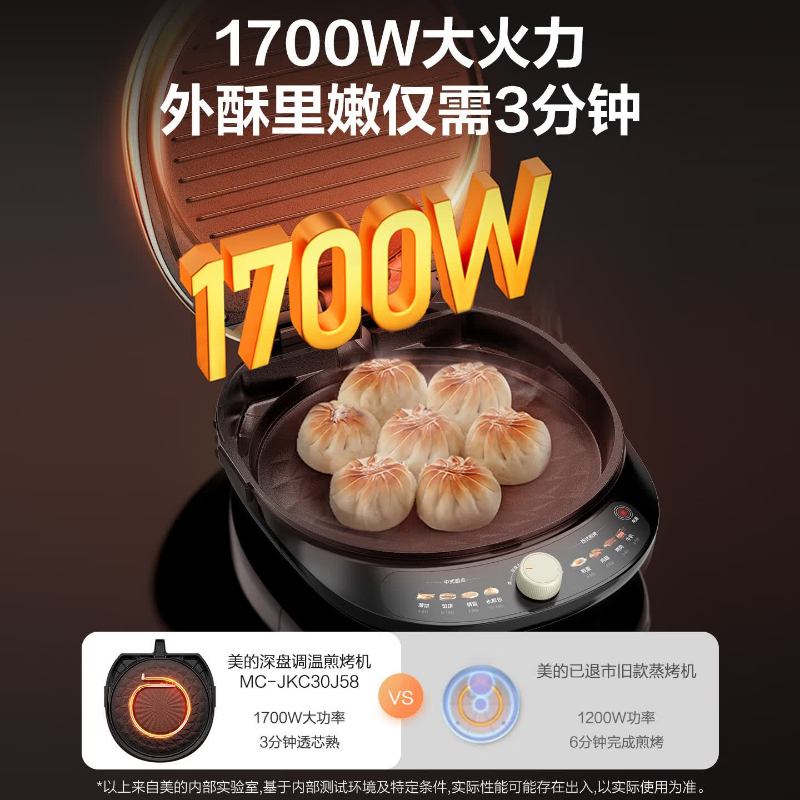 美的 MC-JKC30J58电饼铛 家庭用双面加热加大加深烤盘大尺寸上下盘电煎烤烙饼专用锅高清大图