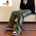 YANXU美式条纹休闲裤男秋季运动裤潮牌vibe高街百搭宽松直动X条闲 XL 军绿色