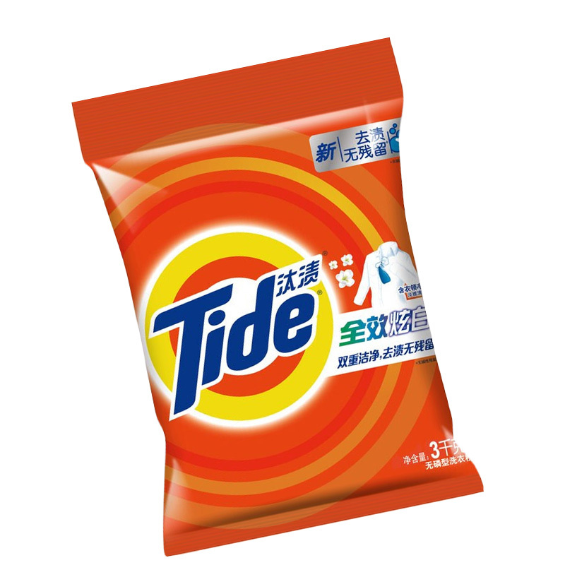 汰渍Tide洗衣粉无磷型全效炫白去渍含衣领净精华淡雅清香香型去除衣领袖口污渍 3kg 单位(件)