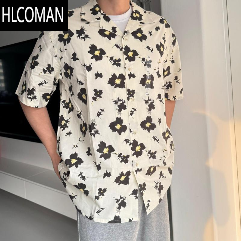 HLCOMAN史野男女装莫代尔棉混纺印花开领短袖衬衫25新款474521 477644