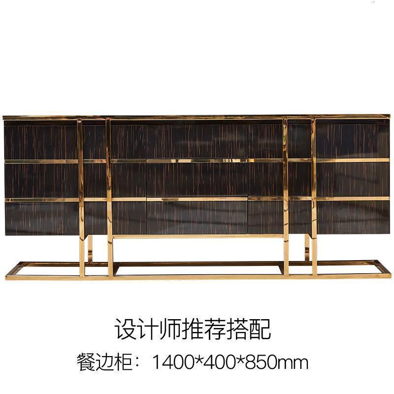 BONJEAN轻奢大理石台面餐桌椅组合黑家用长方形不锈钢后现代简约家具 设计师推荐搭配：餐边柜