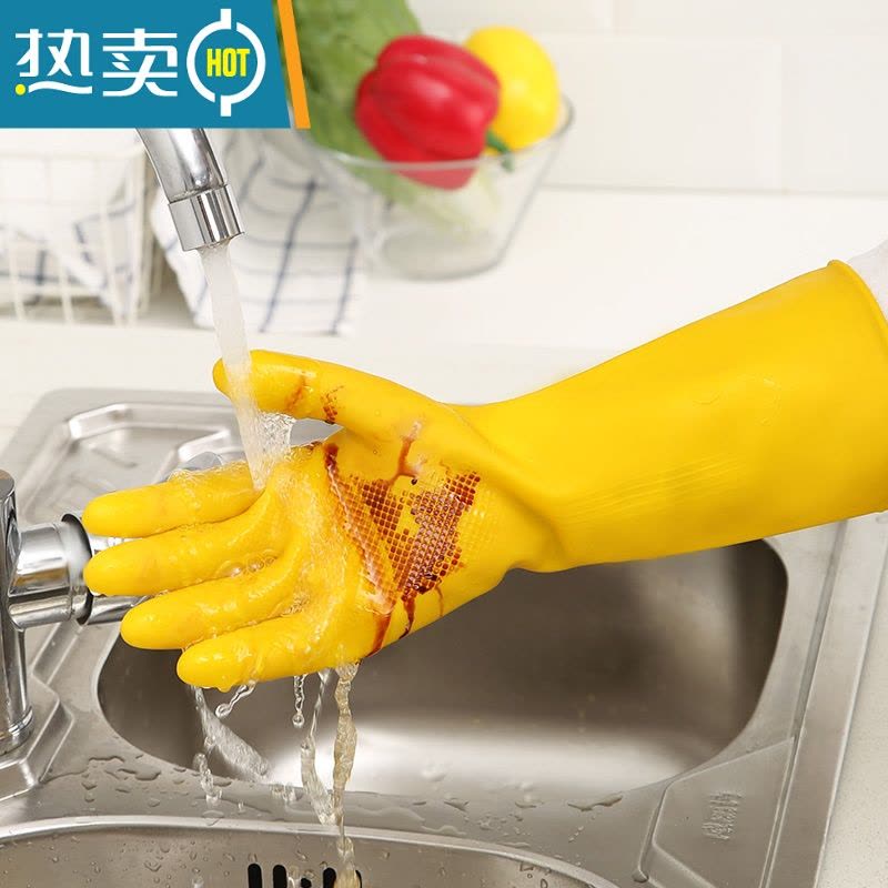 敬平胶手套南洋橡胶塑胶家务防水厨房洗碗女耐磨劳保牛筋胶皮乳胶手套 25双/特厚/南洋(工厂价3.3/双)领劵-图片