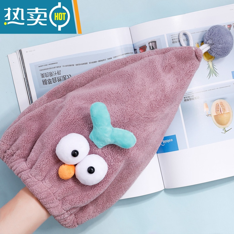 敬平网红同款浴帽擦洗头干发帽可爱女2021新款吸水速干包头发毛巾 橄榄棕成人款高清大图