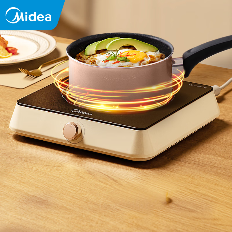 美的(Midea) 电磁炉 大功率电磁炉小型 大线圈 大火力 匀火旋钮调节 迷你易收纳 宿舍火锅炉(圆形)高清大图
