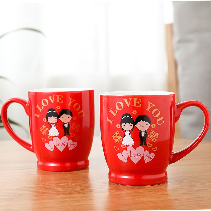 结婚牙杯套装卫生间刷牙缸卫浴杯子一对红色V2|对杯【A款】