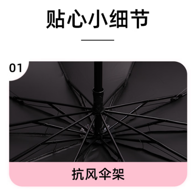 天堂防晒晴雨伞三折38080E10K晴雨伞黑胶防晒遮阳伞太阳伞伞下108CM新芽绿高清大图