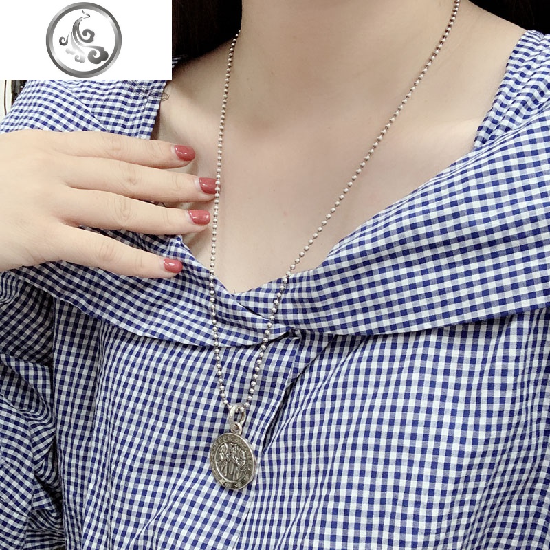 925纯银豆豆项链 泰银复古圆珠链条2.5mm秀气毛衣链长款个性男女 JiMi高清大图