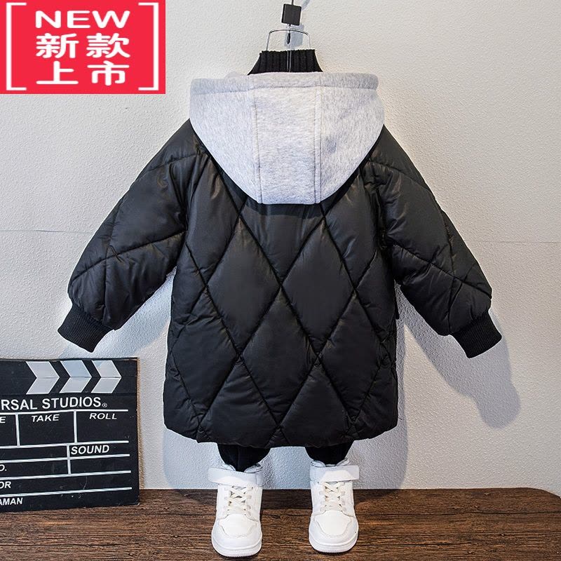 可莉允男童羽绒棉服2022冬季新款中大童中长款韩版洋气加厚连帽外套棉衣图片