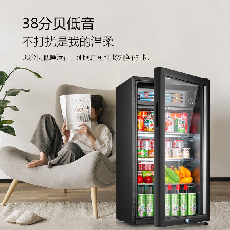 新飞冰吧冷藏柜 欧式恒温红酒柜酒店家用迷你小型单门办公室保鲜展示茶叶饮料柜 118升黑JC-118DC图片