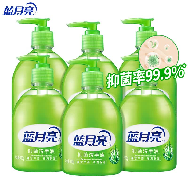 蓝月亮芦荟健康抑菌99.9%洗手液泡沫丰富滋润保湿小规格 300g*6瓶高清大图