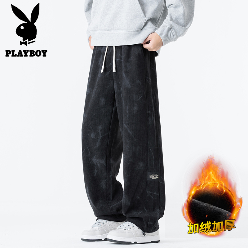 花花公子秋冬新款学生潮牌灯芯绒休闲裤高清大图