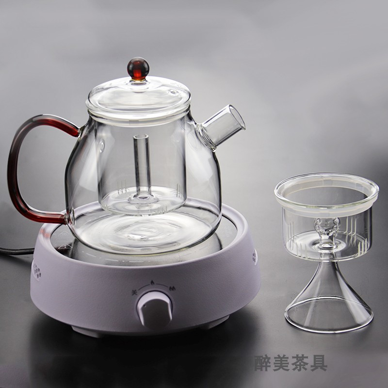 电陶炉耐热玻璃蒸茶壶煮茶器蒸汽煮茶壶黑茶普洱电陶炉