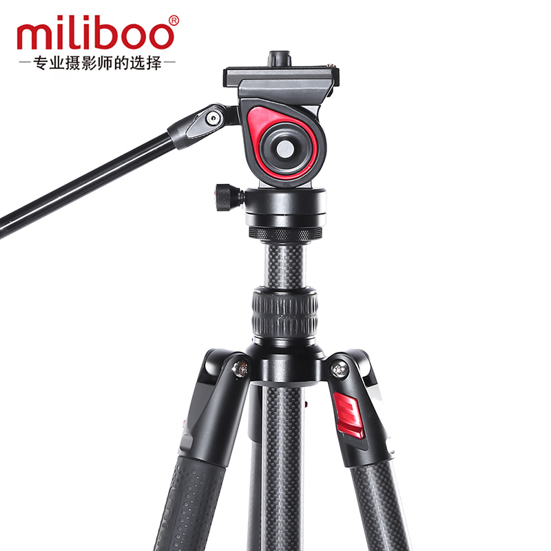 miliboo米泊MUFB-BK碳纤维液压阻尼轻型专业摄影摄像三脚架 碳纤维户外旅行相机三角架手机微单摄影支架