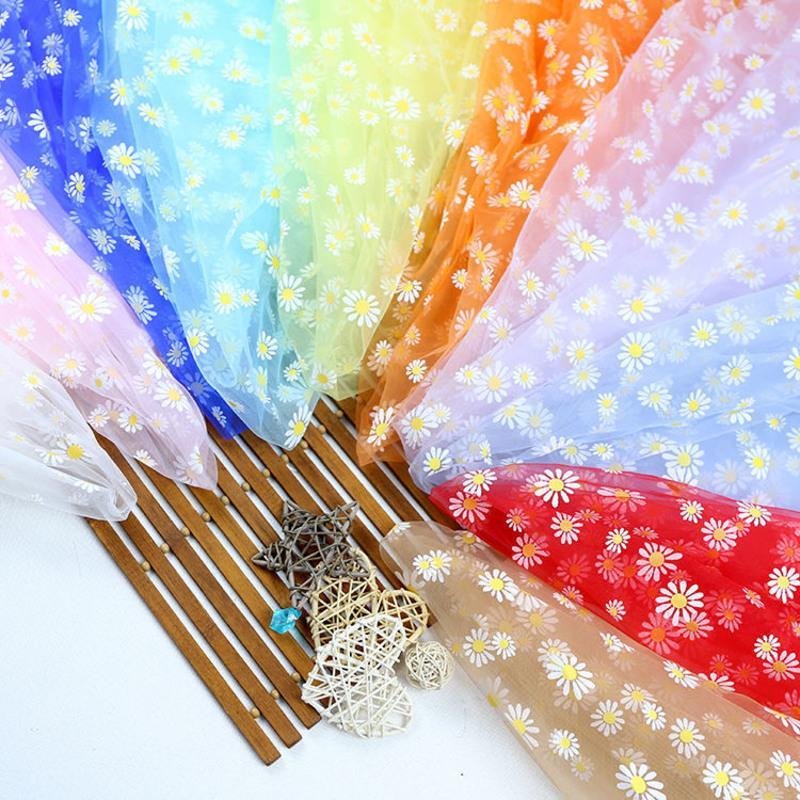 小雏菊网纱布料装饰纱舞台服装拍摄背景纱场景布置蓬蓬裙纱网纱布白色