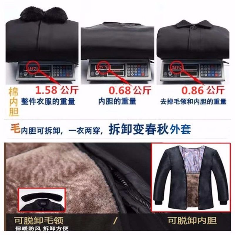 中老年男士棉衣加绒加厚款爷爷冬季棉袄爸爸冬装外套老人冬天衣服高清大图