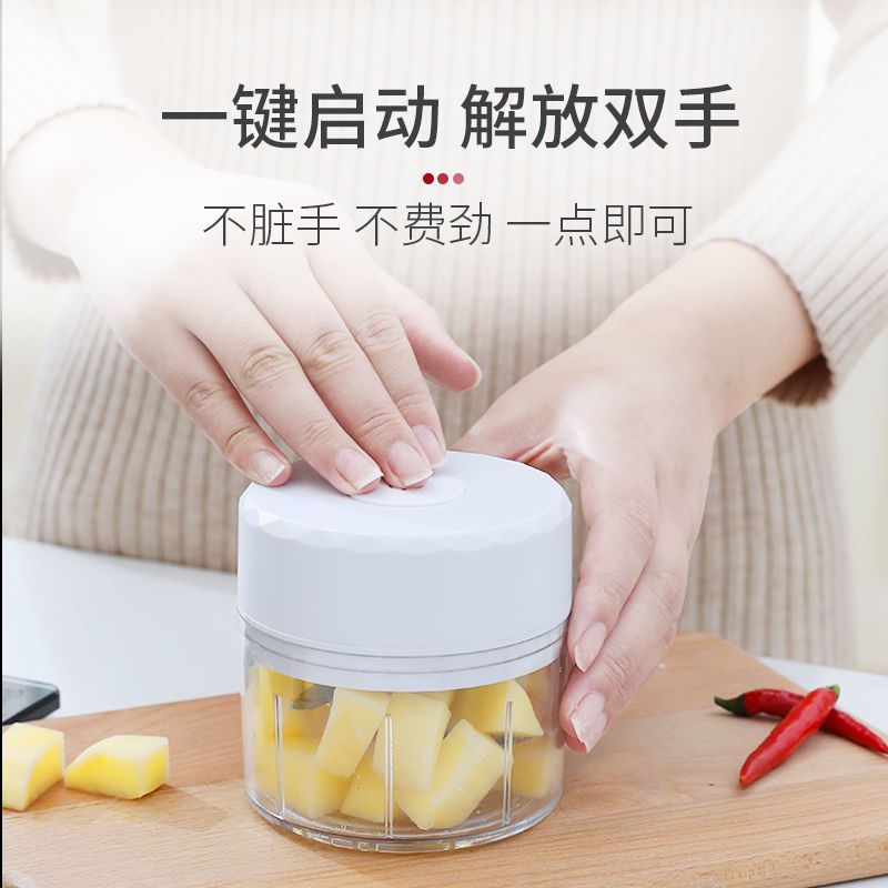 捣蒜泥神器电动迷你家用电动搅蒜器宝宝辅食机料理机电动拉蒜蓉器|樱花粉 普通款