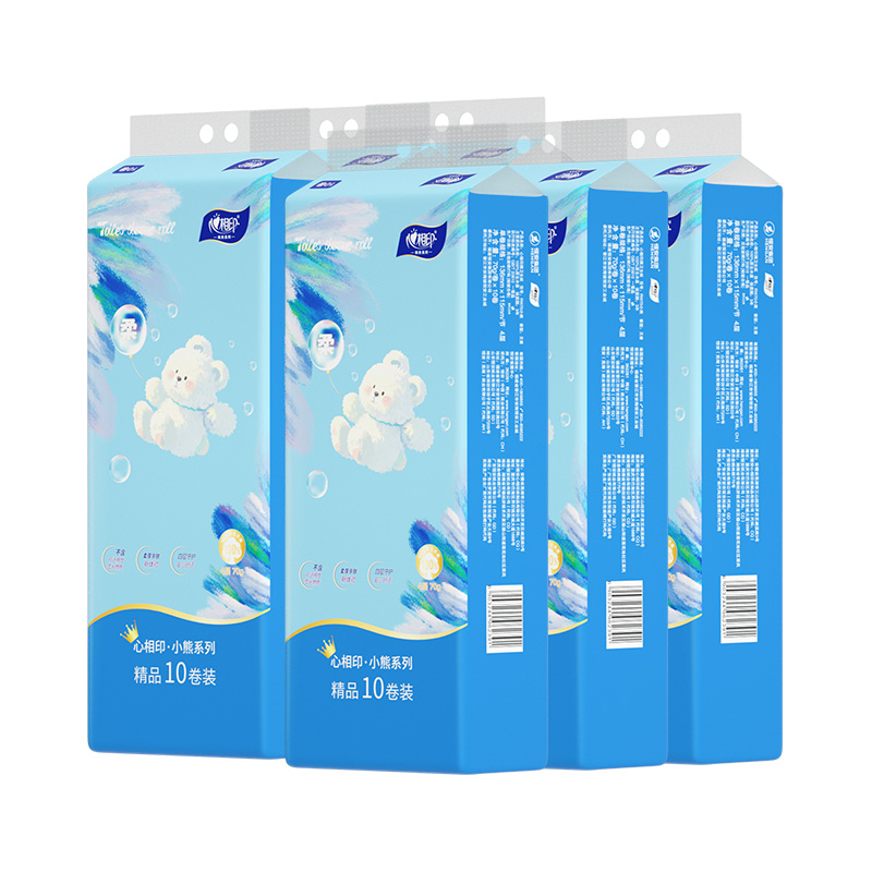 心相印(Mind Act Upon Mind) 小熊四层无芯卷纸1箱-6提 (700g/10卷/提) RW70