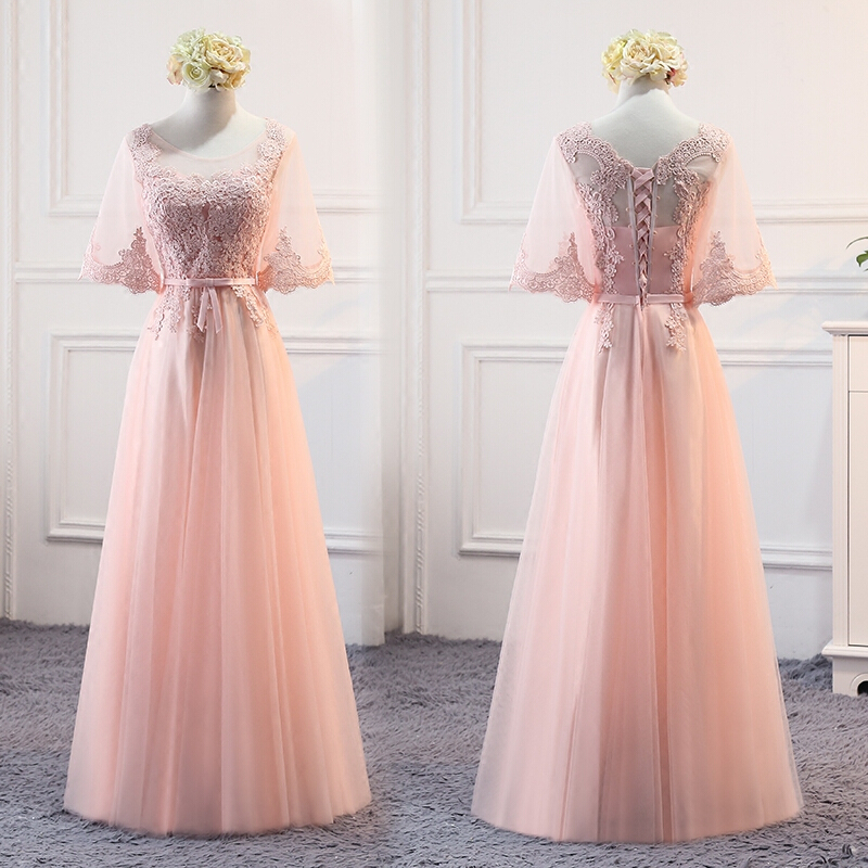 粉色伴娘服2018新款夏季韩版婚礼闺蜜装长款伴娘团姐妹裙晚礼服女