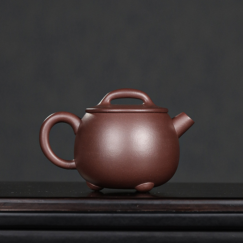 子冶235cc大口石瓢壶原矿老紫泥宜兴紫砂壶名家纯全手工茶具套组