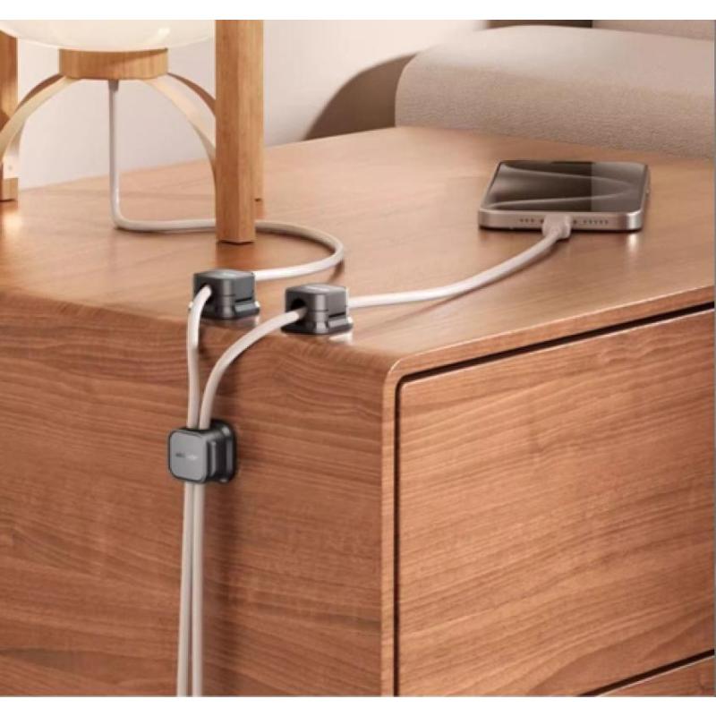 磁吸理线器桌面壁挂手机数据线固定器充电收纳卡扣走线插头挂钩- - 6个装【黑】