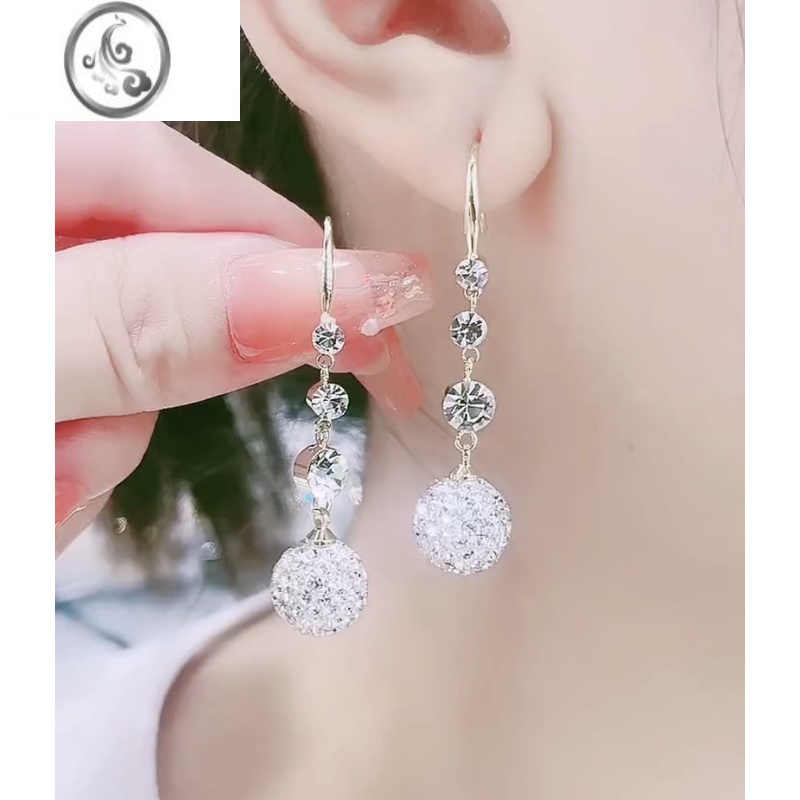 JiMi情定三生珠珠吊坠耳环2023年新款潮抖音热门耳饰气质百搭珍珠耳坠 白钻