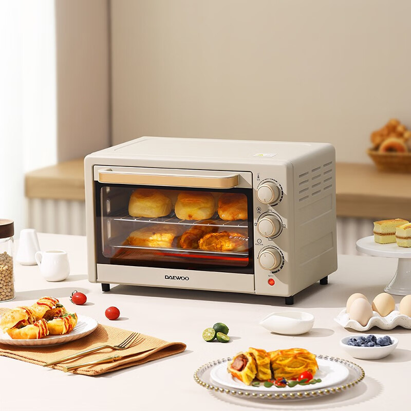 大宇(DAEWOO) 1400W大功率发热调节定时电烤箱 20L 榛果棕 DY-KX1801(升级版)高清大图