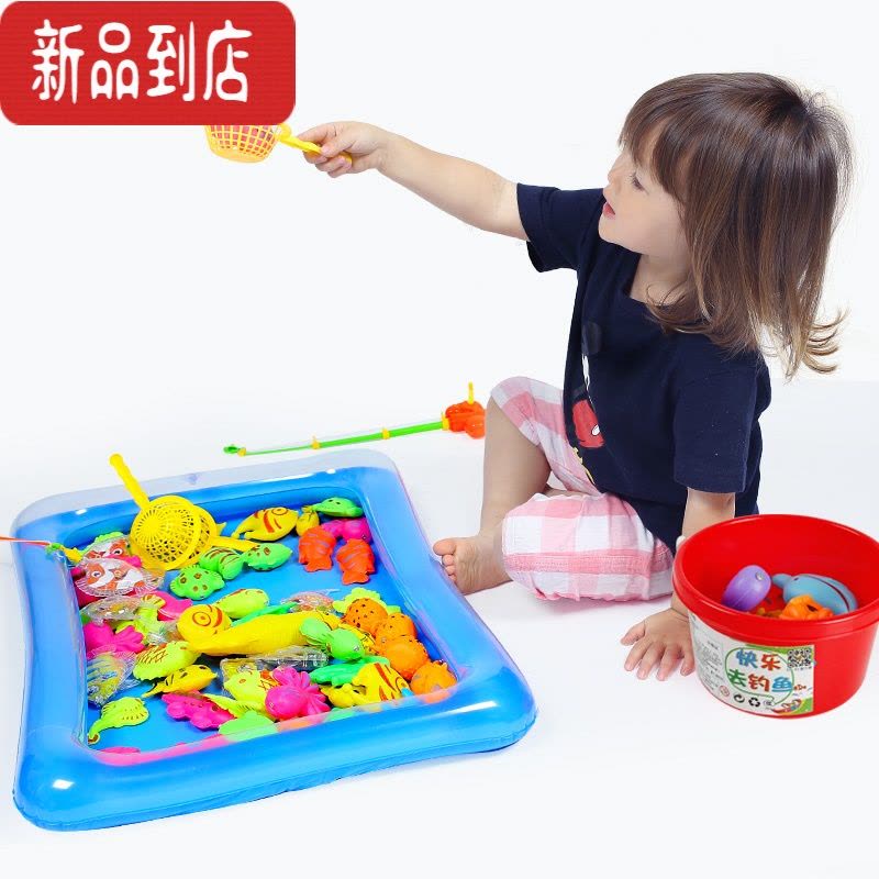 真智力儿童小猫磁性钓鱼玩具 发光鱼 小孩男孩戏水宝宝益智1-2-3-5-6岁 86条磁性鱼[颜色随机 有重复]发光玩具图片