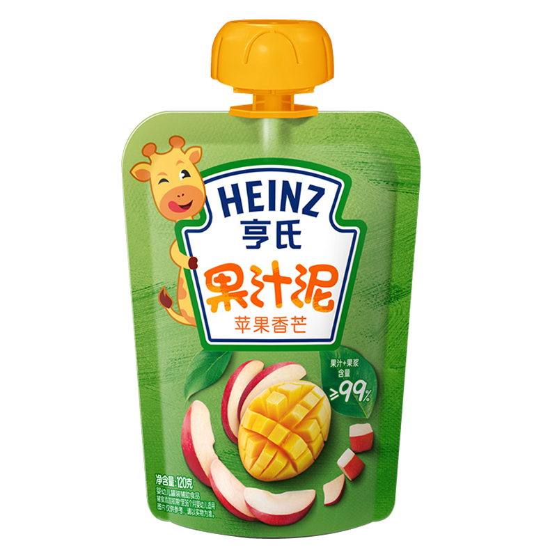 亨氏(Heinz)乐维滋果汁泥苹果香芒120g 亨氏果泥婴儿果泥吸吸乐 宝宝水果泥辅食宝宝营养零食果汁泥高清大图