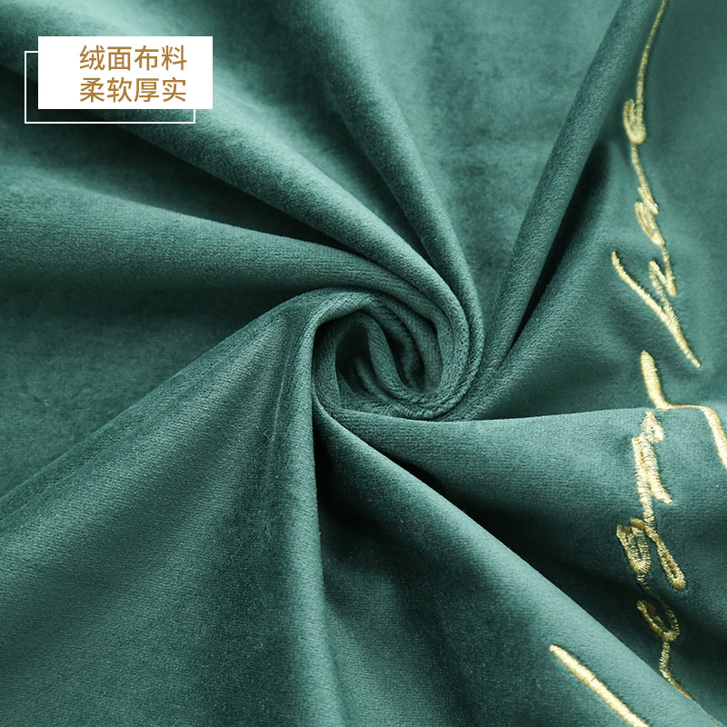 北欧风烫金抱枕ins网红款墨绿色正方形沙发靠枕套宝蓝深蓝色靠垫高清大图