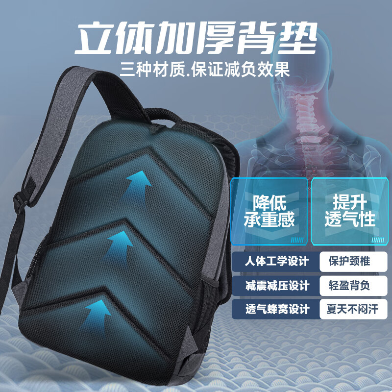 维多利亚旅行者大容量防泼水双肩包笔记本电脑包背包9006灰 17.3英寸高清大图