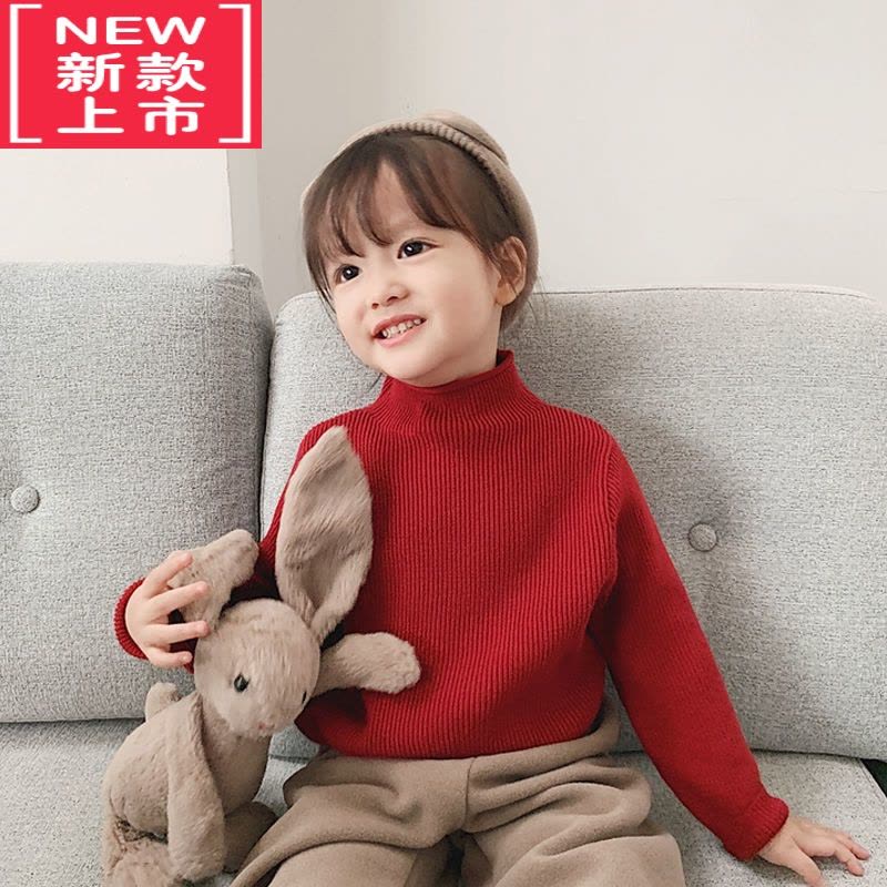 可莉允儿童毛衣女款2022新款女童男童男孩内搭打底衫秋冬洋气加绒针织衫图片