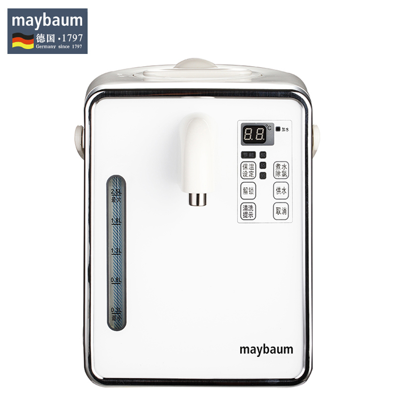 德国五月树(maybaum)阿波罗系列电热水瓶A6296白色 微电脑智能保温电热水壶高硼硅玻璃内胆除氯快速沸腾电动出水