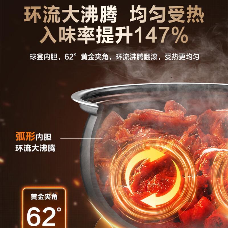 苏泊尔(SUPOR)电压力锅5L升精钢球釜智能IH高压锅饭锅一体煮饭煲汤一锅双胆家用2200w猛火8分钟 商超同款高清大图