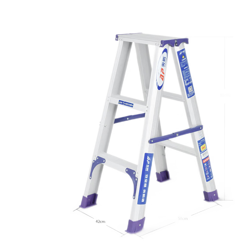 奥鹏 AP-2603A 加厚合页工程梯 铝合金梯 加厚折叠梯 人字梯 工程梯 双侧工业梯 三步梯-高0.9米高清大图