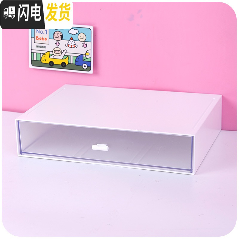 三维工匠ins学生桌面抽屉收纳盒小盒子创意笔筒塑料抽屉式文具书桌置物架高清大图
